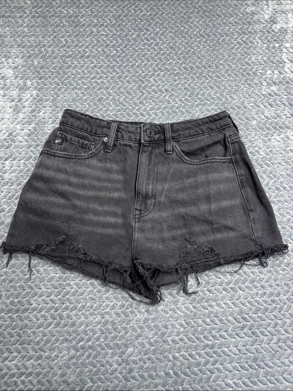 KanCan Black Distressed High-Rise Denim Shorts